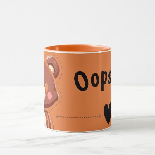 Cute Bear “Oops!” Orange Mug – Kawaii Bear Coffee  Mok (Midden)