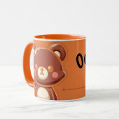Cute Bear “Oops!” Orange Mug – Kawaii Bear Coffee  Mok (Voorkant links)