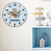 Cute Bear Pilot in a Sky Adventure Grote Klok