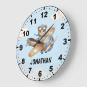 Cute Bear Pilot in a Sky Adventure Grote Klok (Hoek)