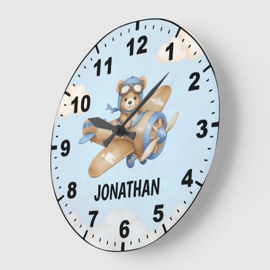 Cute Bear Pilot in a Sky Adventure Grote Klok (Hoek)
