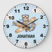 Cute Bear Pilot in a Sky Adventure Grote Klok (Voorkant)