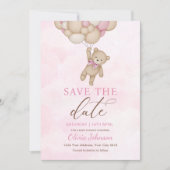 Cute Bear Pink Save the Date Kaart (Voorkant)