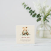 Cute Bear Reading Book Baby Shower Book Request  Informatiekaartje (Staand voorkant)