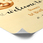 Cute Bear slaap op de maan 1e verjaardag welkom Poster (Hoek)