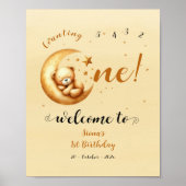 Cute Bear slaap op de maan 1e verjaardag welkom Poster (Voorkant)