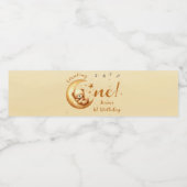 Cute Bear Sleep On The Moon 1st Birthday Waterfles Etiket (Enkel label)