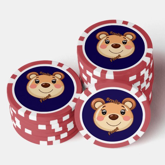 Cute Bear Smile Poker Chips (Opstapeling)