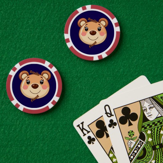 Cute Bear Smile Poker Chips (Pokertafel (Dubbel))