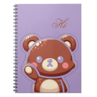 Cute Bear Spiral Notebook–Purple Teddy Bear Design Notitieboek