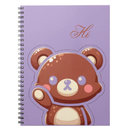 Cute Bear Spiral Notebook–Purple Teddy Bear Design Notitieboek (Voorkant)
