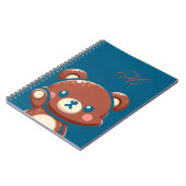 Cute Bear Spiral Notebook – Teal Blue Teddy Bear Notitieboek (Linkerzijde)