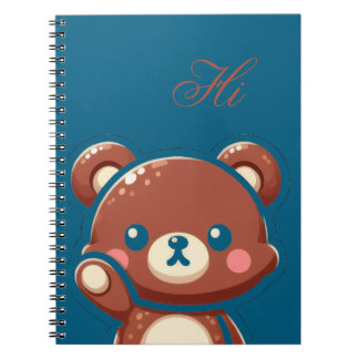 Cute Bear Spiral Notebook – Teal Blue Teddy Bear Notitieboek