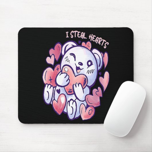 Cute Bear Steal Hearts Valentines Day Or Toddler  Muismat (Met muis)