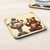 Cute Bear Tea Time Onderzetter | Knus Bosdier (Linkerzijde)