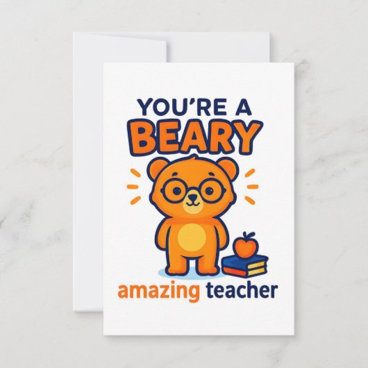 Cute Bear Teacher Appreciation Card Bedankkaart (Voorkant)