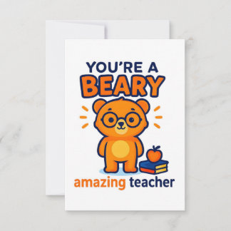  Cute Bear Teacher Appreciation Card Bedankkaart