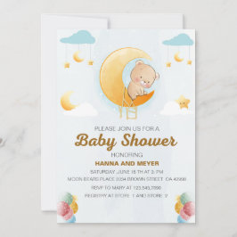 Cute Bear Thema Meisje Baby Shower Uitnodiging