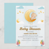 Cute Bear Thema Meisje Baby Shower Uitnodiging (Voorkant / Achterkant)