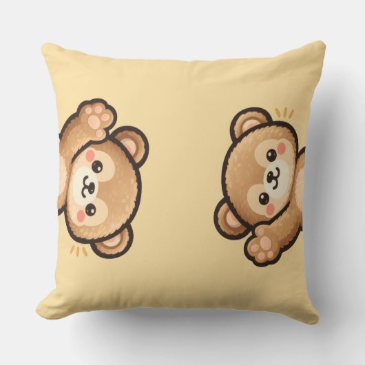 Cute Bear Throw Pillow | Kawaii Home Decor Cushion Kussen (Voorkant)