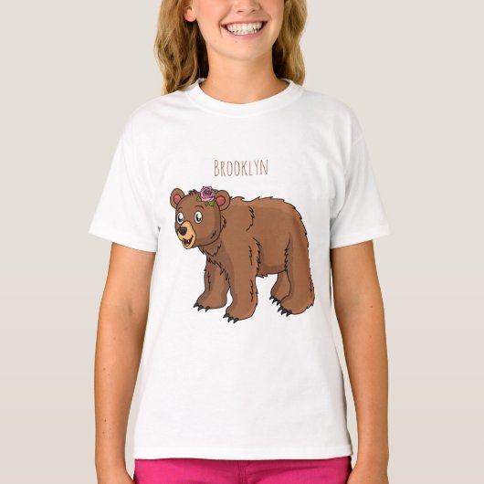 Cute bear with flower cartoon illustration  t-shirt (Voorkant)