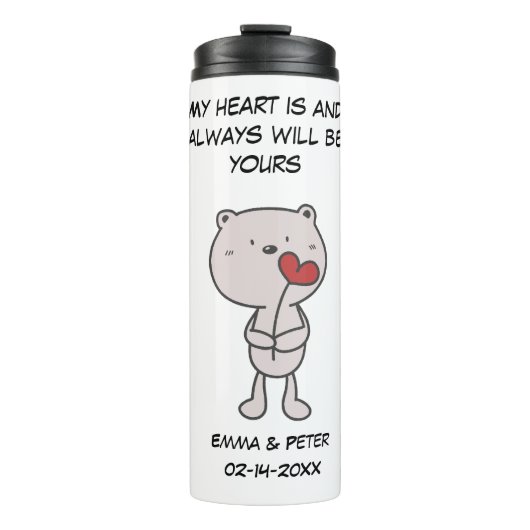 Cute Bear with Hearts Valentine’s Day Thermosbeker (Voorkant)