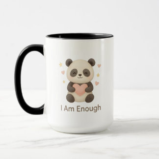Cute Bear with Pink Heart — I Am Enough mug Mok