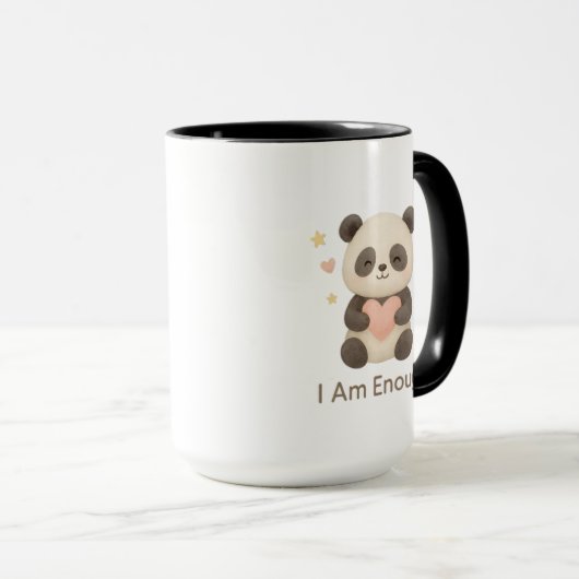 Cute Bear with Pink Heart — I Am Enough mug Mok (Voorkant rechts)