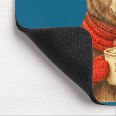 Cute Bear With Santa Hat Coffee Lover Funny Winter Muismat (Hoek)