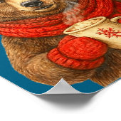 Cute Bear With Santa Hat Coffee Lover Funny Winter Poster (Hoek)