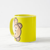 Cute Bear Yellow Mug | Kawaii Coffee Cup Mok (Voorkant links)