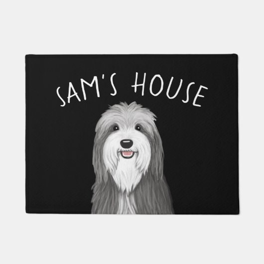 Cute Bearded Collie Cartoon Dog Persoonlijk Deurmat (Voorkant)