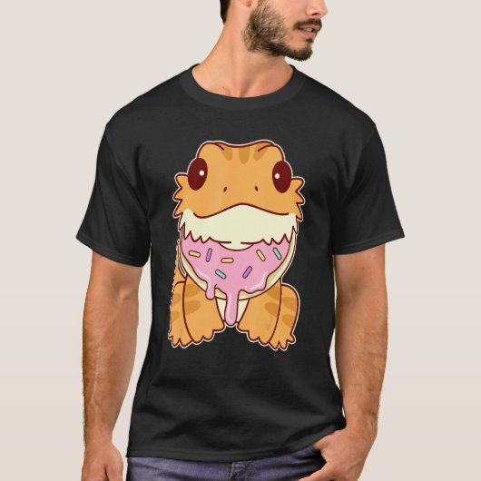 Cute Bearded Dragon With Doughnut T-shirt (Voorkant)