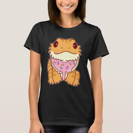 Cute Bearded Dragon With Doughnut T-shirt (Voorkant)