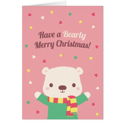 Cute Bearly Merry Christmas Wenskaart (Voorkant)