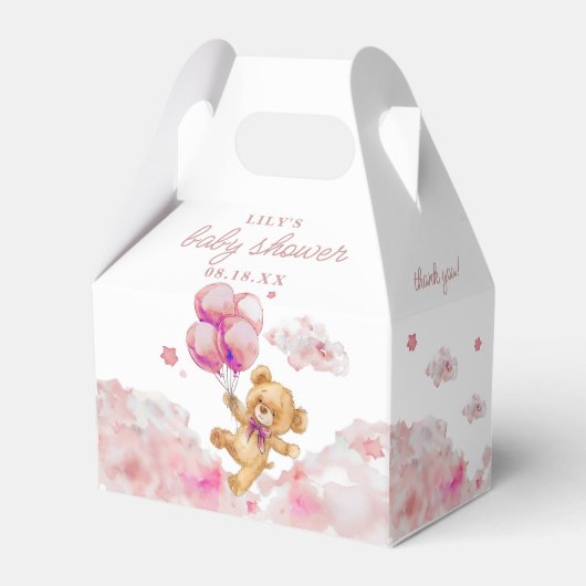 Cute Bearly Wait Roze Meisje Baby Shower Bedankdoosjes (Voorkant Zijde)