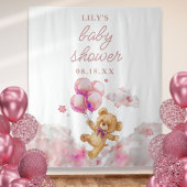 Cute Bearly Wait Roze Meisje Baby Shower Foto Prop Wandkleed