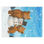 cute bears building a snowman tafelkleed (Voorkant (Horizontaal))