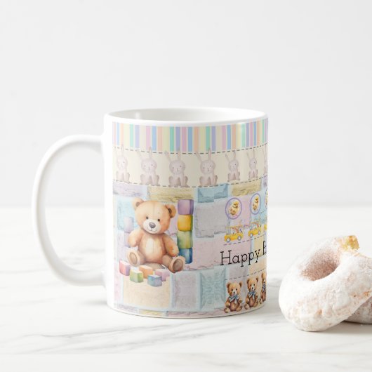 Cute bears, chicks, pastel bunnies koffiemok (Met donut)