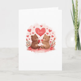 Cute Bears Valentine's Day Card Folded, Blank Kaart