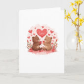 Cute Bears Valentine's Day Card Folded, Blank Kaart (Gele Bloem)
