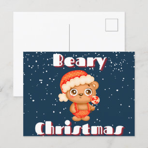 Cute Beary Kerstmis Briefkaart