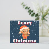 Cute Beary Kerstmis Briefkaart (Staand voorkant)
