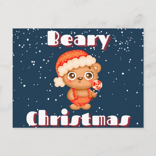 Cute Beary Kerstmis Briefkaart (Voorkant)