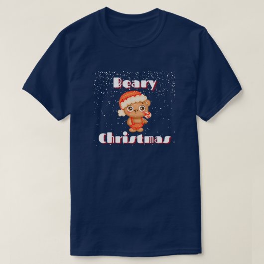 Cute Beary Kerstmis T-shirt (Design voorkant)