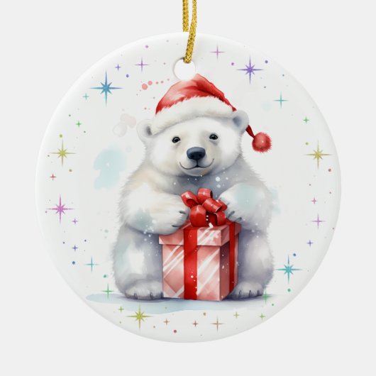 Cute Beary Merry Christmas Granddaughter Keramisch Ornament (Voorkant)