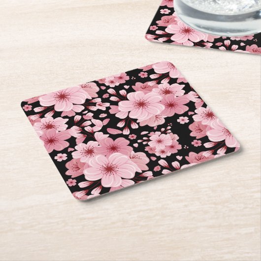 Cute Beauful Cherry Blossom Square Paper Onderzett Kartonnen Onderzetters (Schuin)