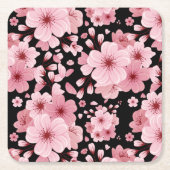 Cute Beauful Cherry Blossom Square Paper Onderzett Kartonnen Onderzetters (Voorkant)