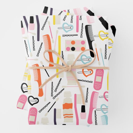 Cute Beautician Wrapping Paper (In situ)