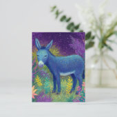 Cute Beautiful Donkey Blue Purple Briefkaart (Staand voorkant)